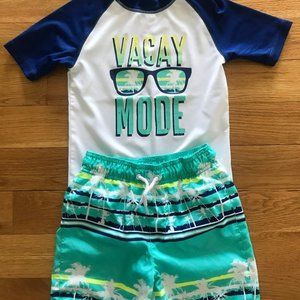 Rashguard and Swim Trunk Set --  Vacay Mode